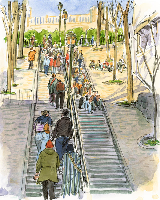 En montant les escaliers de Montmartre
