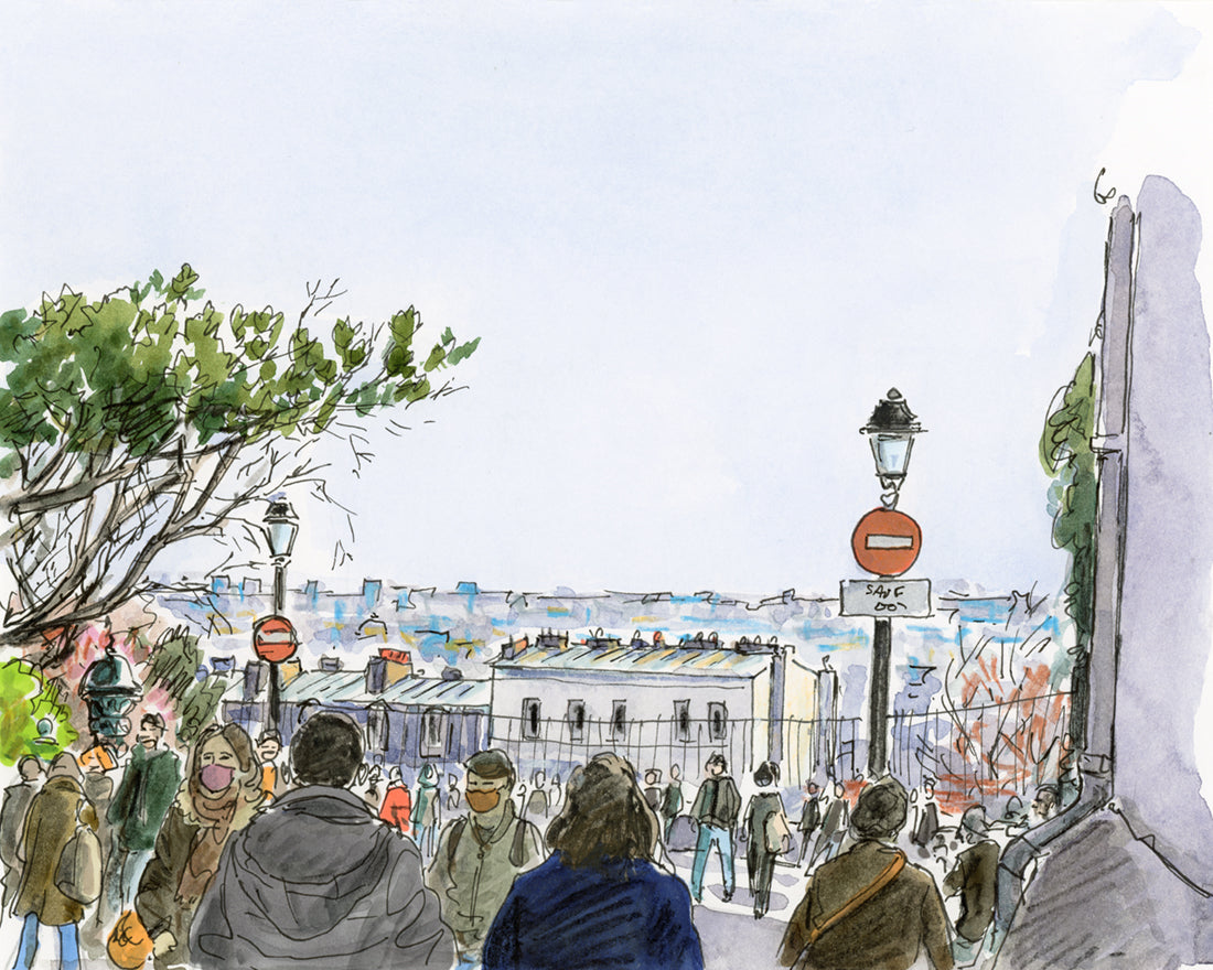 Paris vu de la Rue Saint-Éleuthère à Montmartre