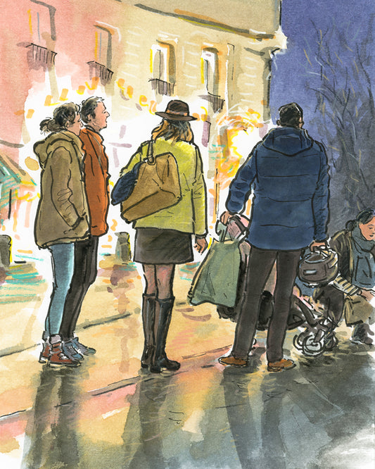 Fin de journée sur une place aux Batignolles