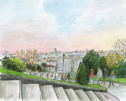 En haut des escaliers de Montmartre